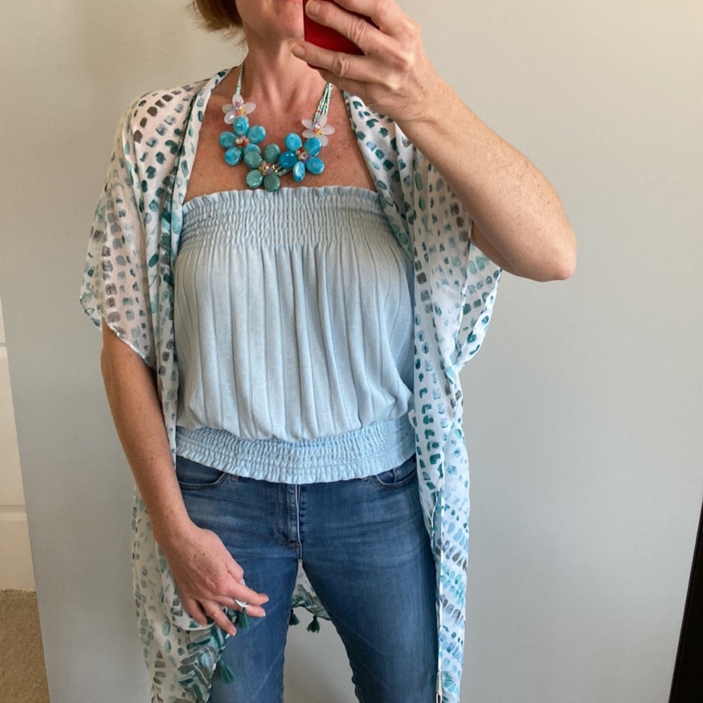 Light Blue Ribbed Tube Top - Picture 2 of 7